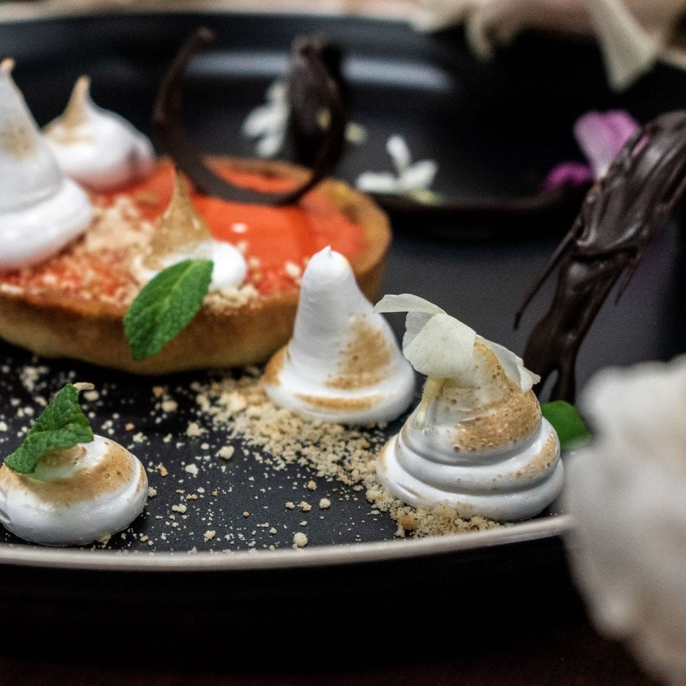 dessert tartelette réalisé par le Traiteur Jérôme Perche lors d'un diner romantique de Saint Valentin